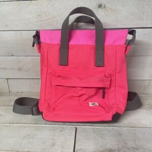 ORI LONDON Bantry Neon Pink Gray Straps Small Recycled Nylon Backpack